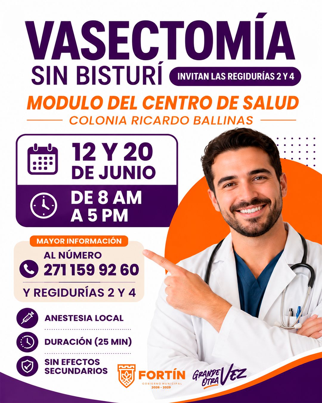 Fortín anuncia jornada gratuita de vasectomía sin bisturí