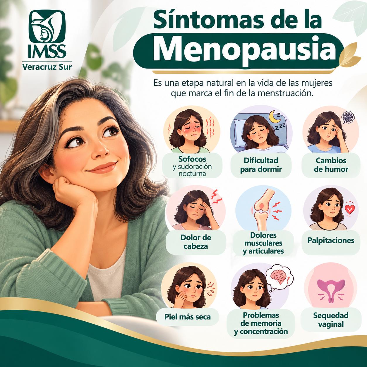 Informa IMSS Veracruz Sur sobre síntomas de menopausia