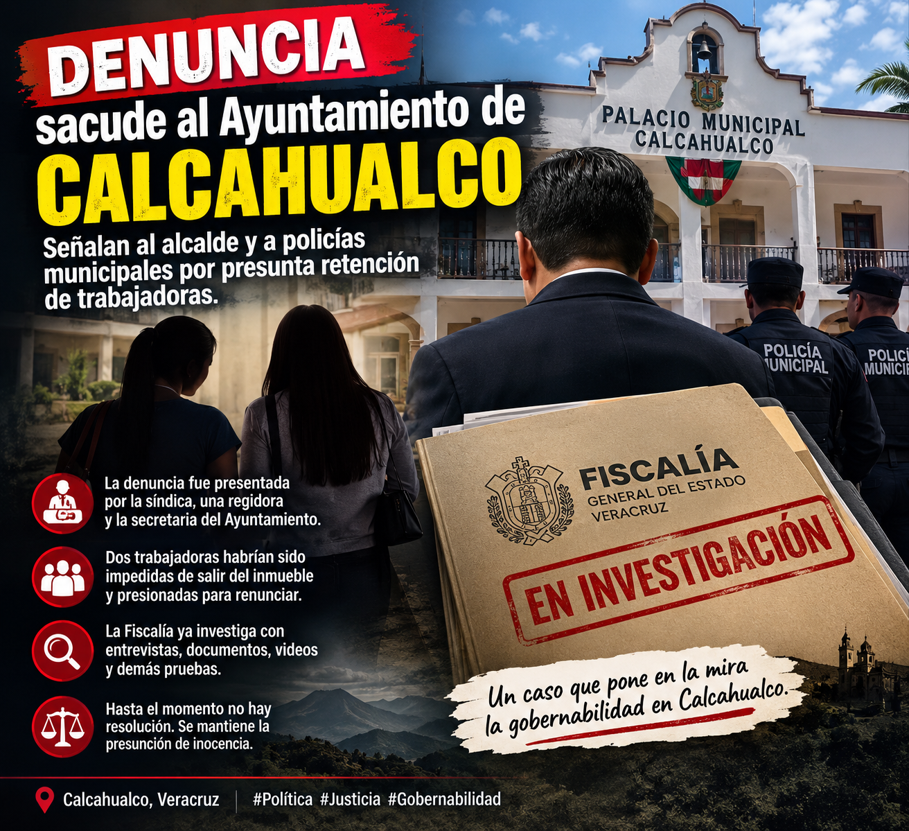 Denuncia sacude al Ayuntamiento de Calcahualco; señalan al alcalde y a policías municipales